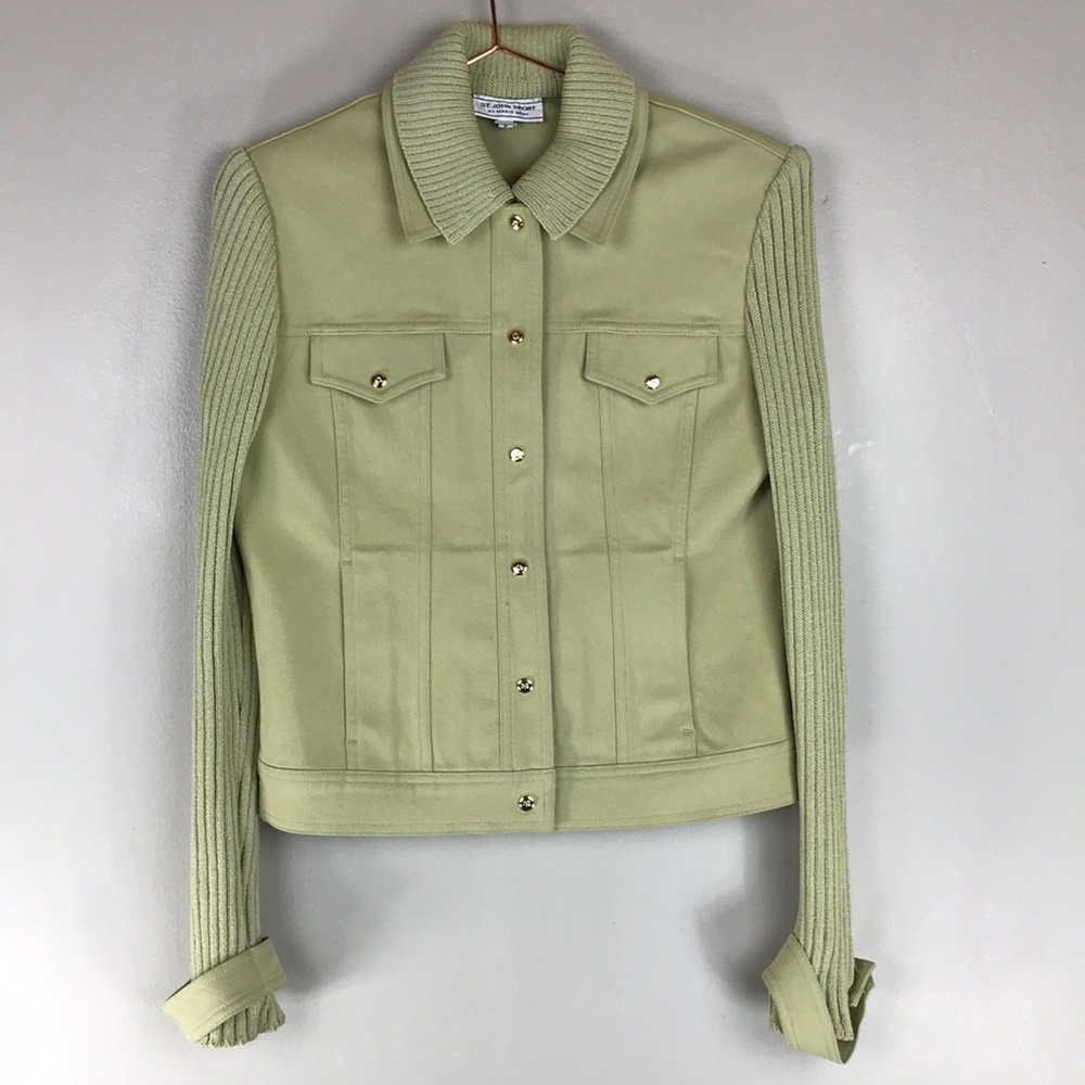 St. John Sport Knit Sleeve Tan Khaki Jacket